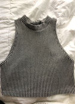 Foreign Exchange gray striped crop top