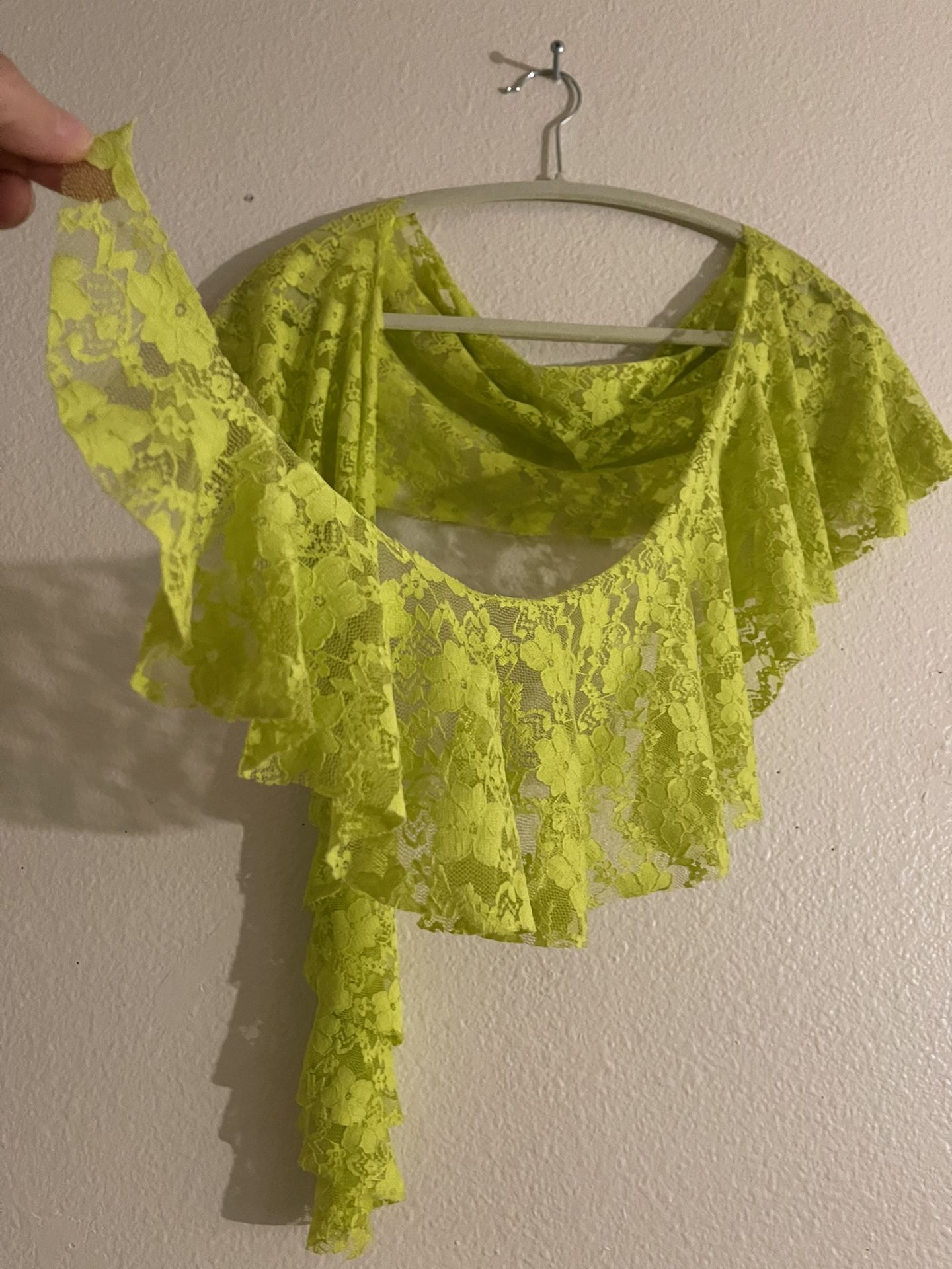 Raw Edges Stretchy Lace Cape Wrap Scarf Shawl Top