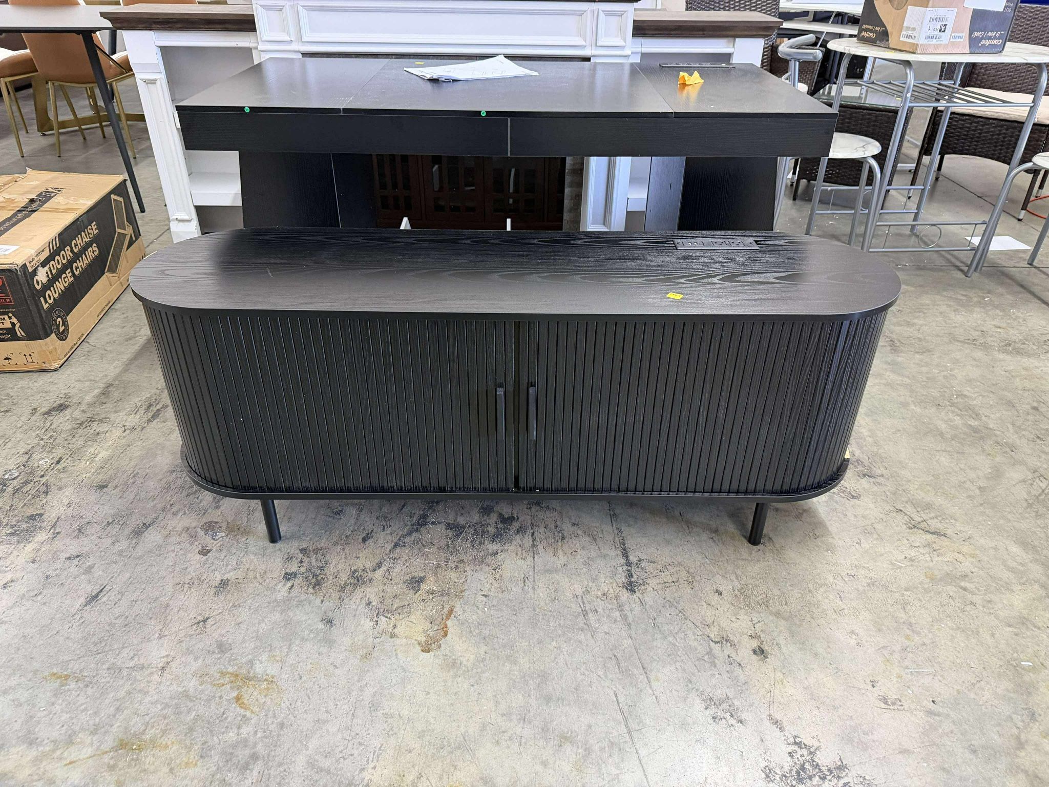 55" TV Stand for 60" TV, Wood Entertainment Center with Storage and Shelves(some damage)