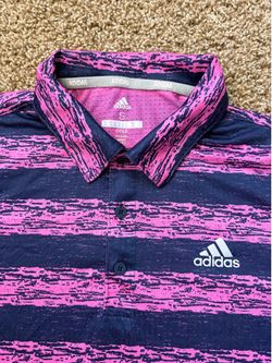 Adidas Golf Painted Striped Short Sleeve Performance Polo Mens Size Small Nylon
