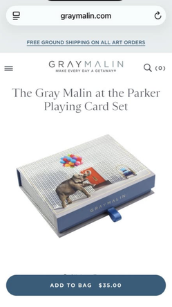 Gray Malin “At the Parker” Playing Card Set — New/Perfect Condition