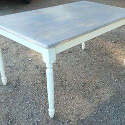 Farmhouse Dining Table/ White/ Country/ Rustic/ Cottage/ Solid Wood/ Oak/ Rare/ Distressed