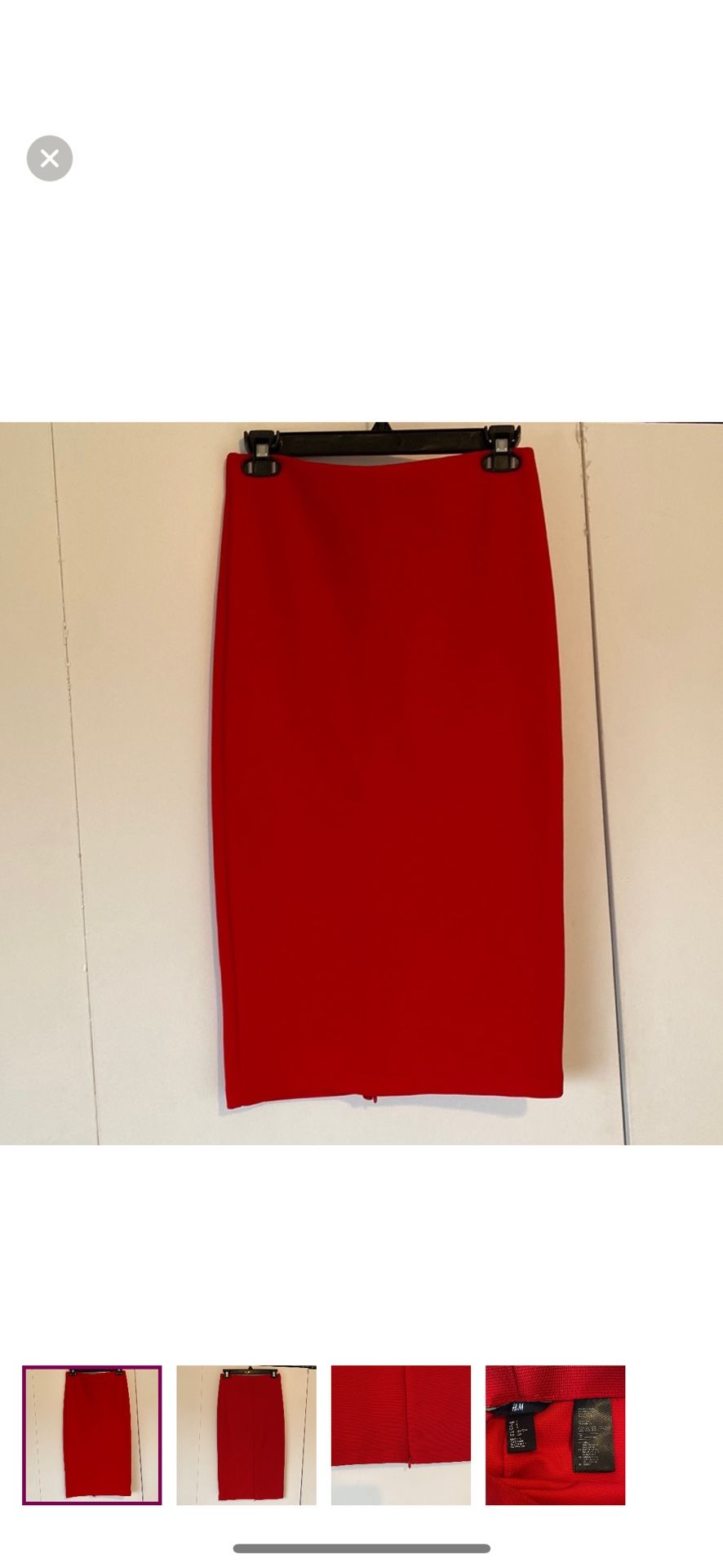 H&M Red Stretchy Size Small Pencil Length Skirt