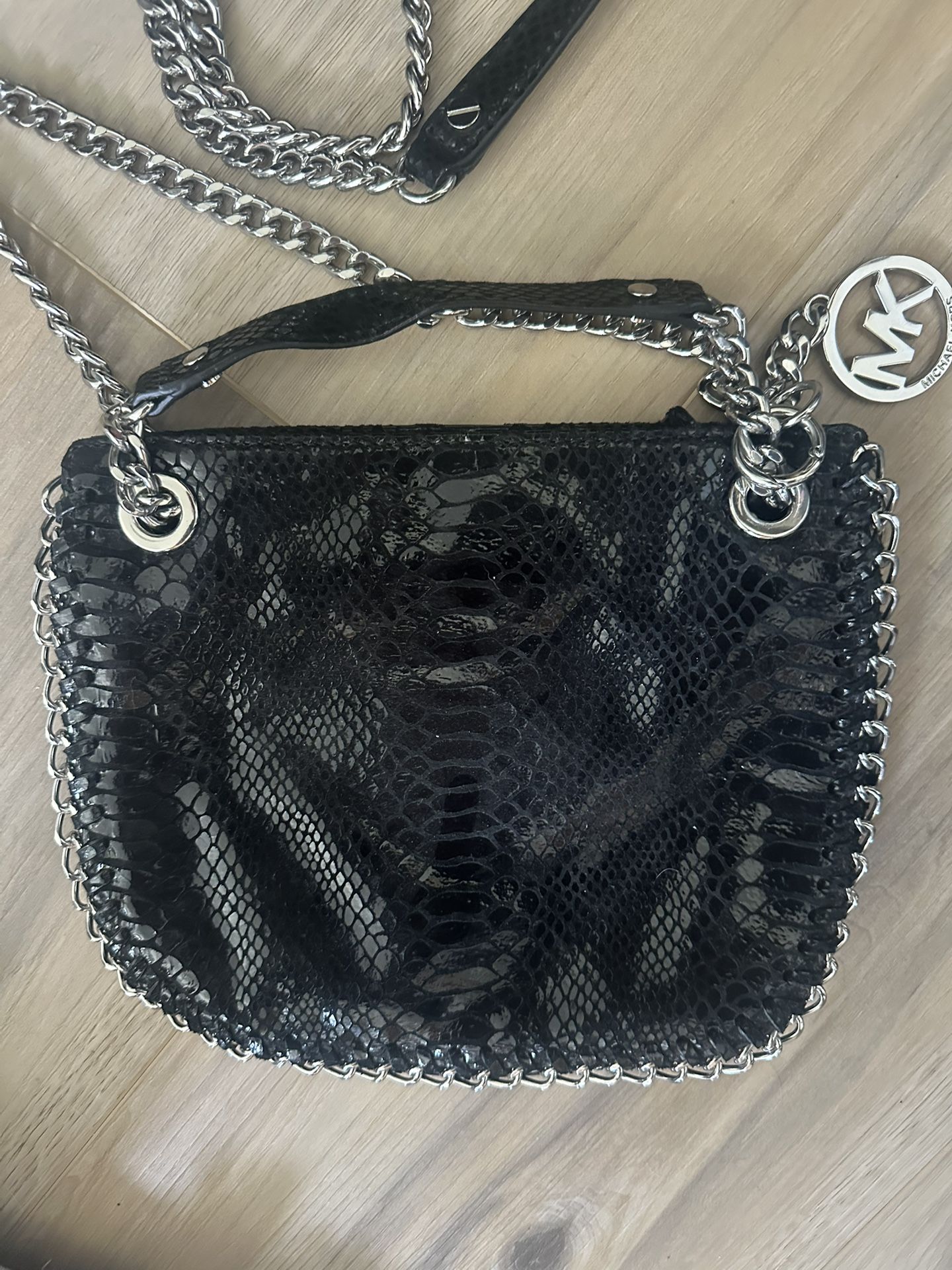 Black Snakeskin Michael Kors Chain Hand Bag