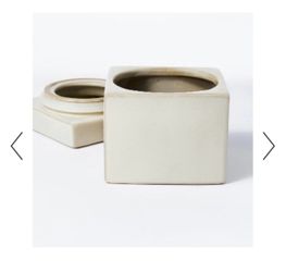 Studio McGee Carved Ceramic Square Box 5"x5" Gray Threshold with Studio McGee