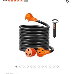 VEVOR Cable de extensión para RV de 25 pies, 30 A, cable de alimentación STW RV resistente, enchufe macho NEMA TT-30R hembra NEMA TT-30P, con mango in