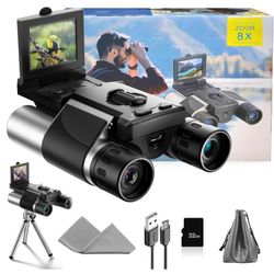 Digital Binoculars with Camera - 10x Optical Zoom 8X Digital Zoom, 2" LCD Display 40MP Camera 2.5K Videos with 32GB SD Card