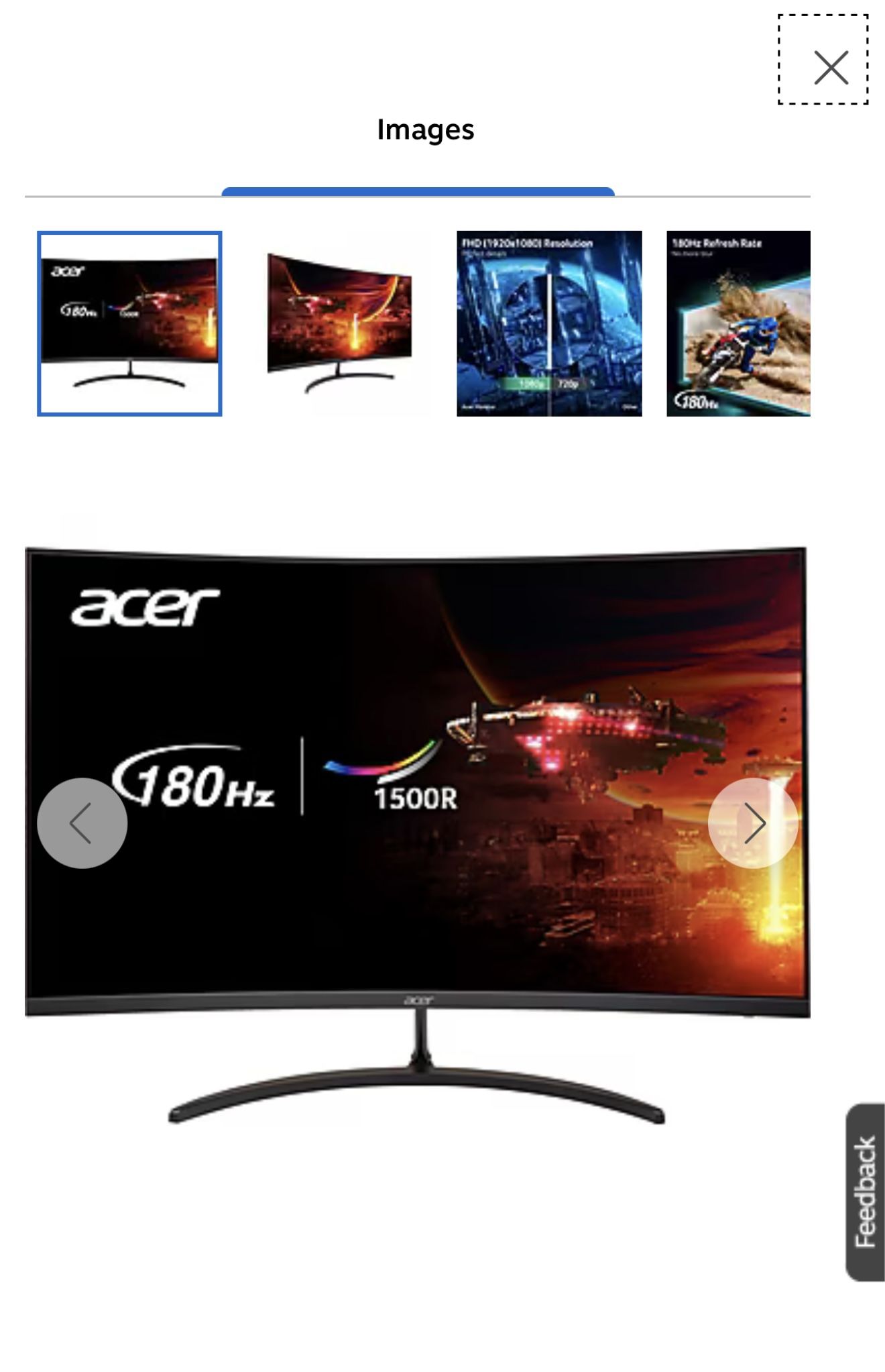 2 X Acer Nitro 31.5" Curved FHD 180 Hz LCD Gaming Monitor, Black (EDS320Q S3BIIPX)