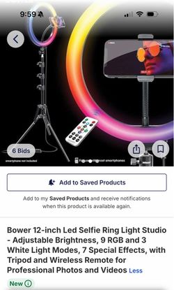 Bower 12-Inch RGB LED Selfie Ring Light with Tripod