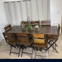 Ashley Furniture High Extendable Dining Table & 8 Chairs