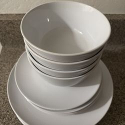 IKEA White Glass Bowls And Plates 
