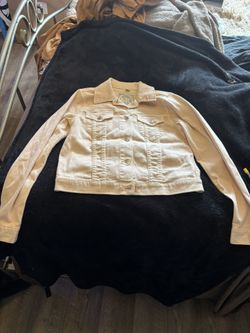 MICHAEL KORS Basics Button Front Denim Jacket Blossom Pink 100% Cotton Size Small 