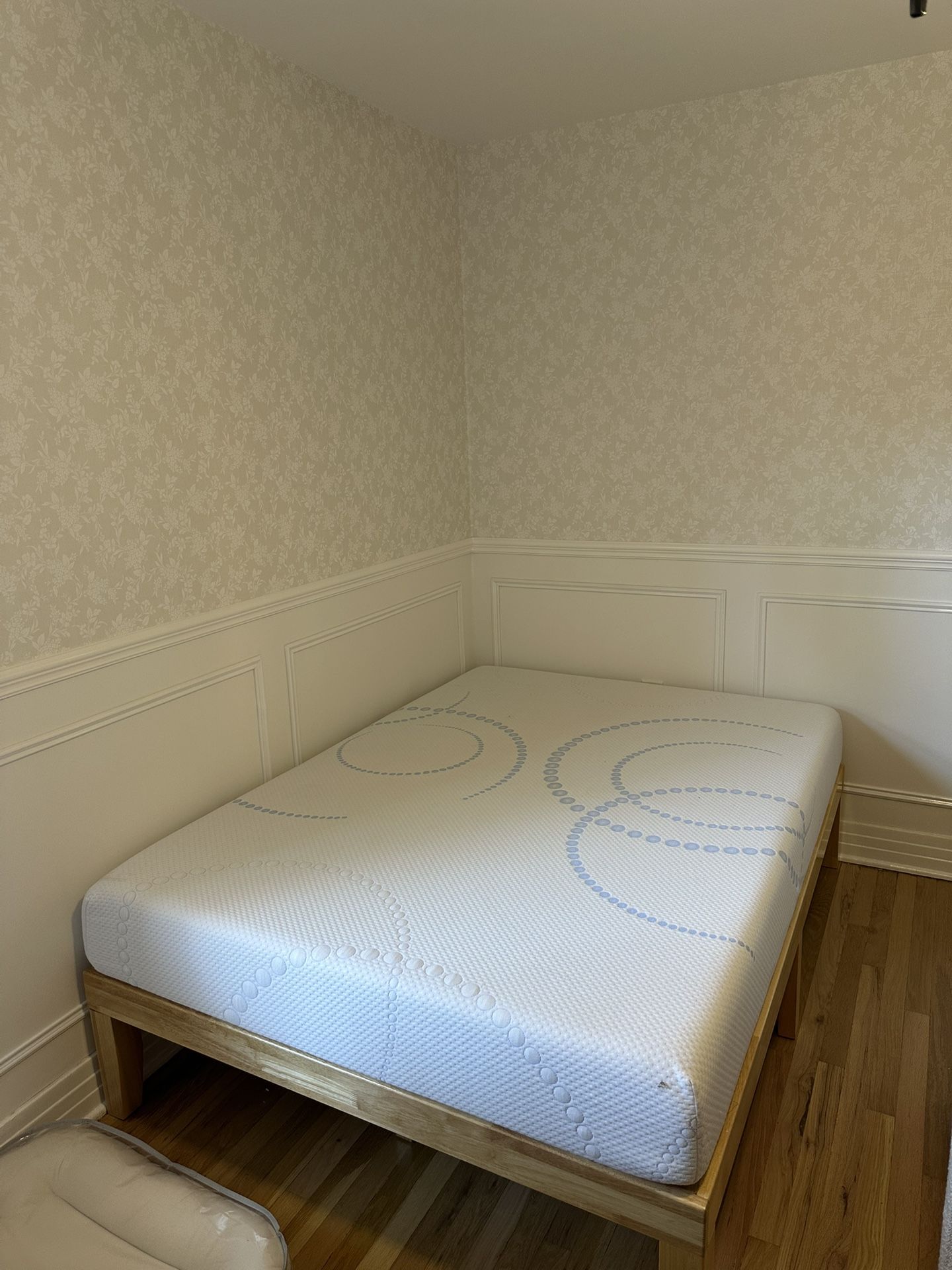 Wooden Bed Frame + Mattress For Full Bed