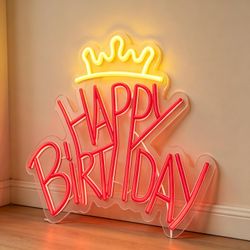 NEW Happy Birthday Party Neon Wall Decor Light Dimmable USB Wall Sign Aesthetic Acrylic