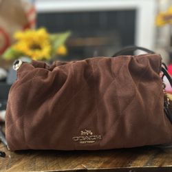 Faye Suede Shoulder Bag With Quilting 