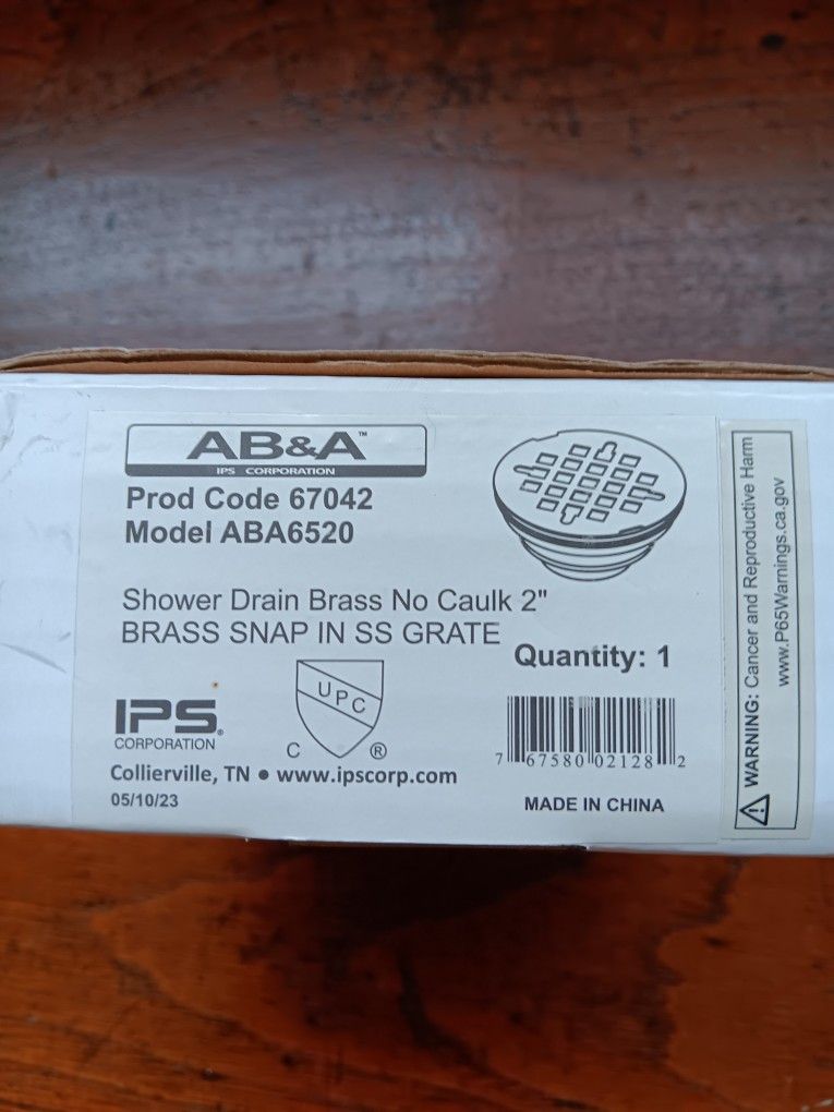 New AB & B 2" No Caulk Brass Shower Drain