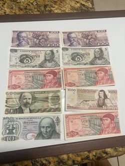 Vendo 10 billetes mexicanos de colección nuevos a 20 cada uno.