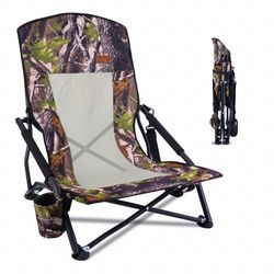 Nice C Hunting Chair, Beach Chair, Camping Folding Backpacking Chair with Cup Holder & Carry Strap Compact & Heavy Duty Outdoor, Camping, BBQ, Hunting