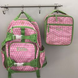 Pottery Barn Kids polka dot backpack & lunch box