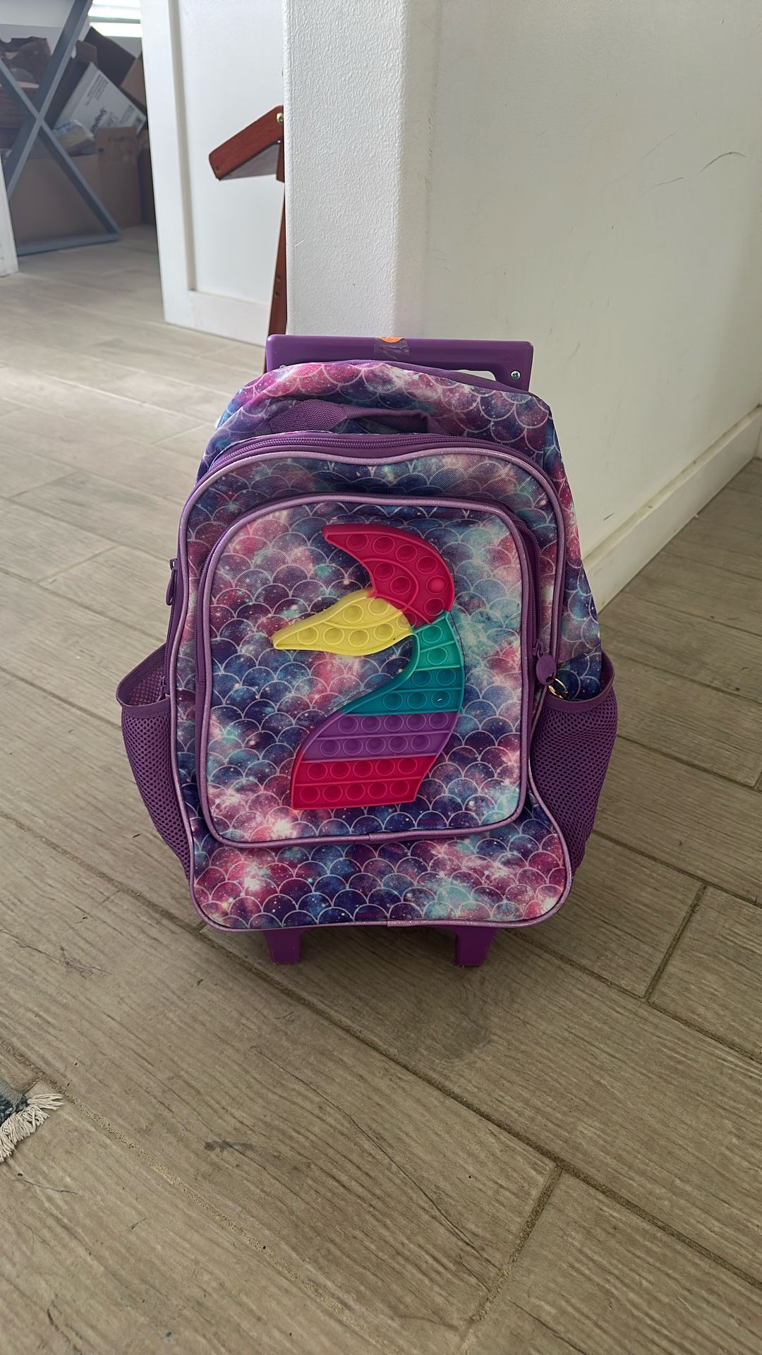 Mermaid Tail Pop it Backpack With Wheels
