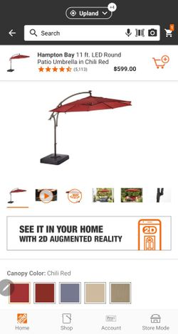 Hampton Bay 11 ft. LED Round Offset Outdoor Patio Umbrella in Chili Red......NEW  $200 FIRM for Sale in Upland, CA - OfferUp