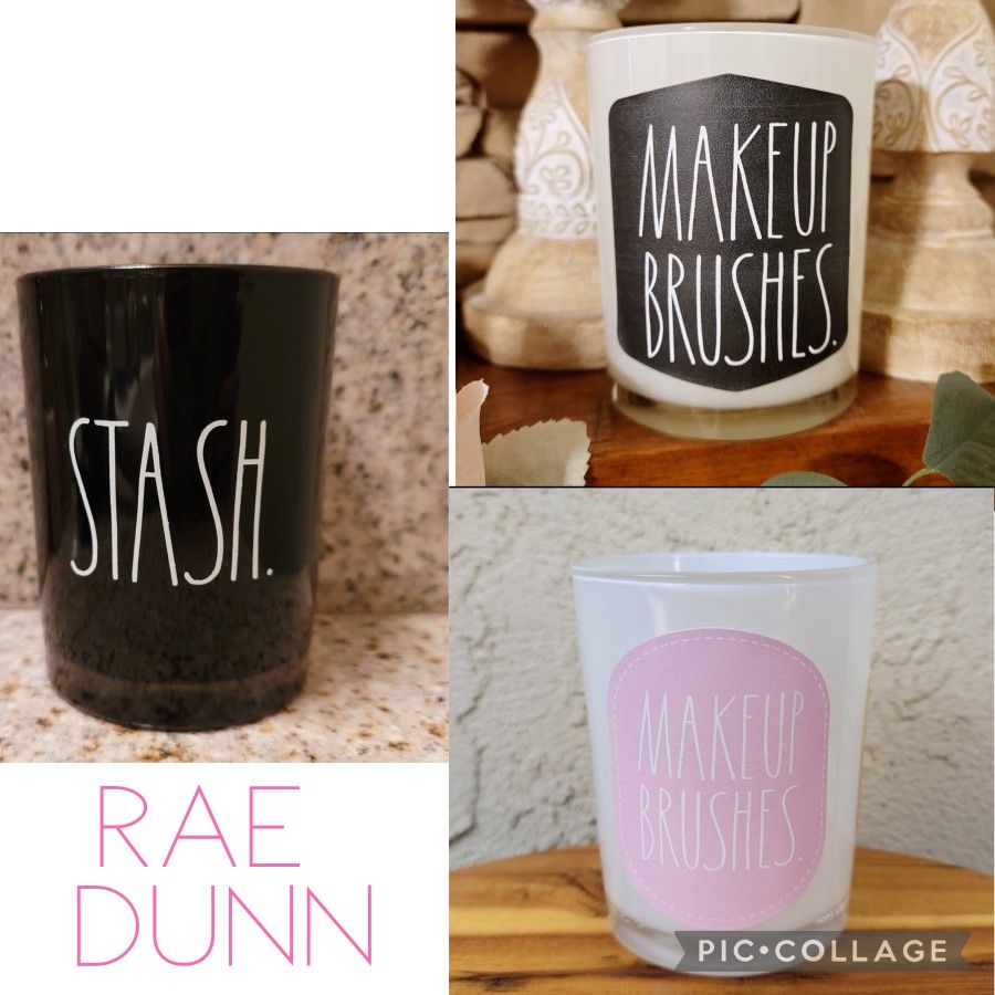 Rae Dunn Make-up Brush Glass Organizer Cups