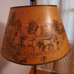 Vintage Floor Lamp with Hand-Painted Shade