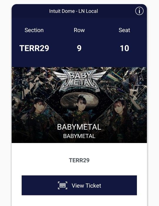 Three Babymetal Tickets For Tonight At Intuit Dome $35