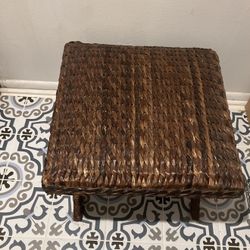 Boho Woven Accent Table / Ottoman