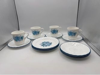 Corning Ware Corelle Blue Velvet Rose Swirl Set
