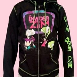 Invader Zim Officially Licenced retired Hot Topic Exclusive Zip Hoodie Medium