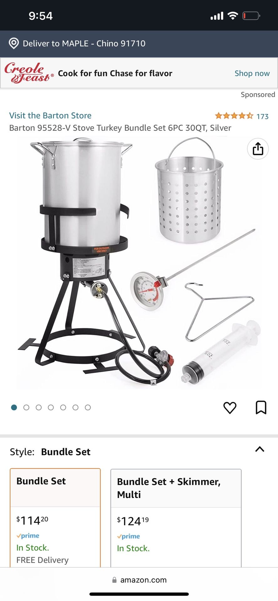 30 QT Aluminum Turkey Deep Fryer Pot Boiling Seafood Cajun Gas Stove