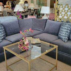 Dark Grey Velvet Sectional