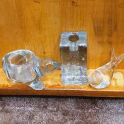 Glass Candle Holders(2) & Whale P.Weight