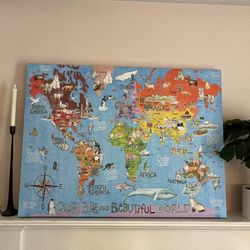 Large World Canvas Wall Art - 40x30"
