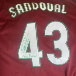 Patrick Sandoval Autographed Mexico Jersey
