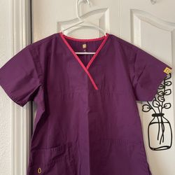 Women's Medium Wonderwink Purple Scrub Top