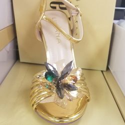 Gold Heels with Embellishments