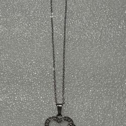 Silver Necklace With Heart Shape Charm/Pendant 