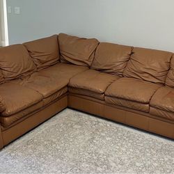 Large genuine leather sectional sofa