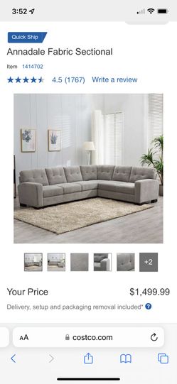 Light Grey Two Piece Sectional From Costco Free Delivery for