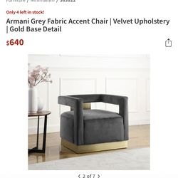 Armani grey fabric accent chair