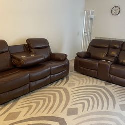 2pc Reclining Leather Sofa