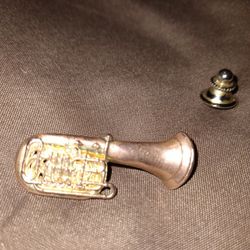 Harmony jewelry tuba pin. 24K Gold Plated.  5 Valved. 