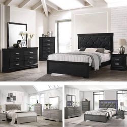 4- Pc Bedroom set Dresser,Mirror Nightstand (1) Queen size bed frame Not including Mattress and Box Sp