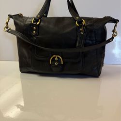 COACH Campbell Izzy Black Leather Satchel Handbag Business Tote