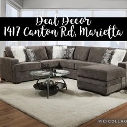 NEW Large Grey Sectional Sofa Couch!  