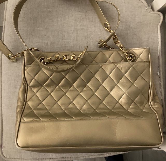 Chanel Gold Quilted Lamb Skin Leather  Vintage Bag