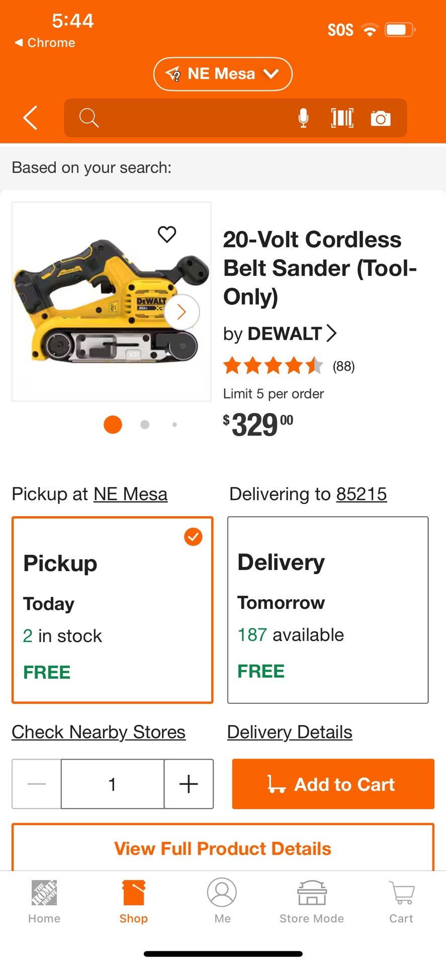 DeWalt Brushless cordless belt sander