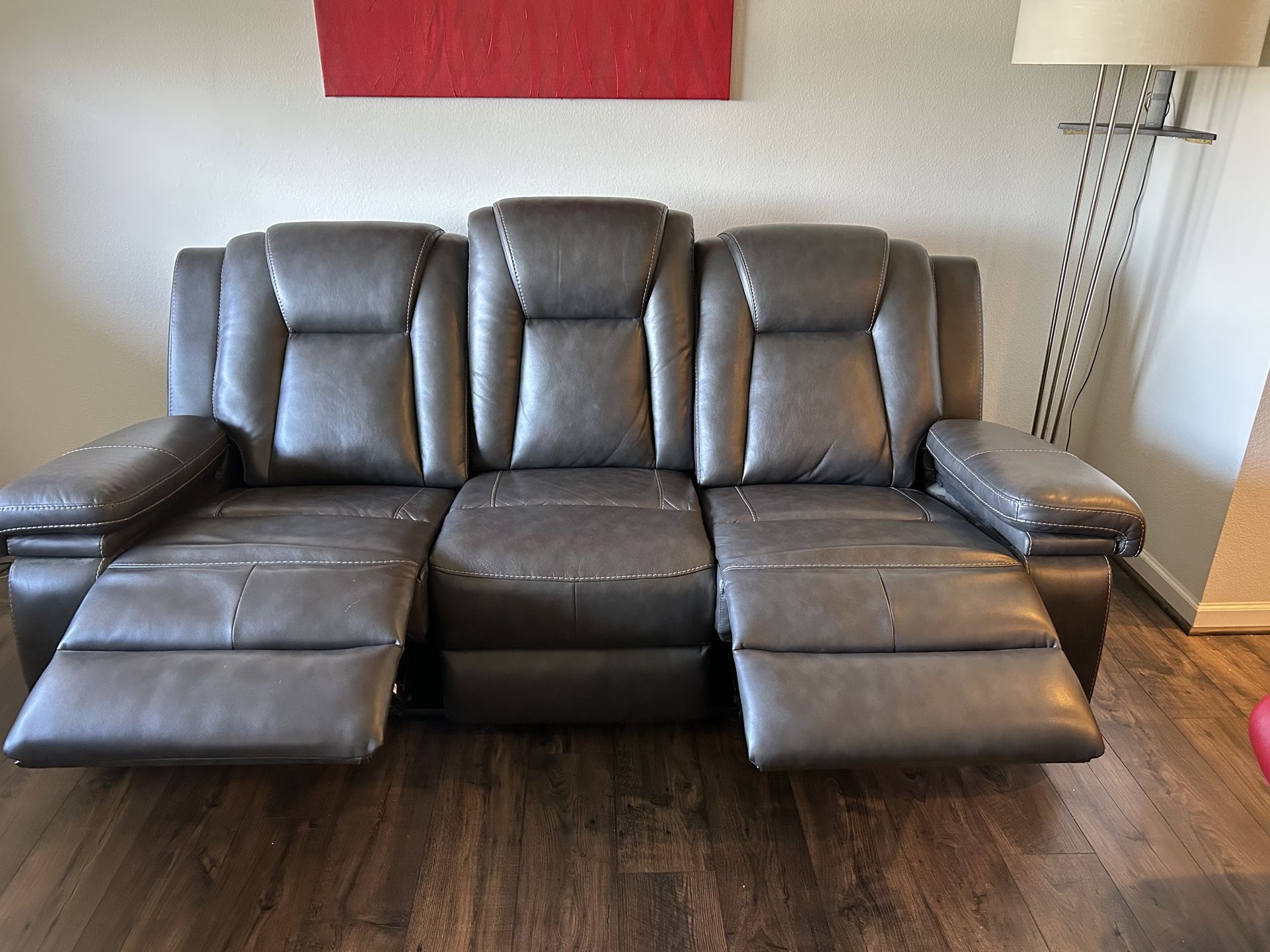 Dearview Power Reclining Leather Couch
